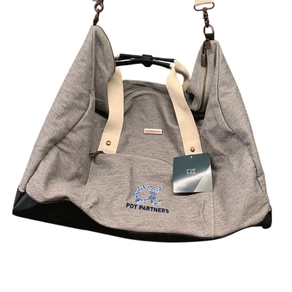 Cutter & Buck Weekender Duffel Bag Gray Embroidered Travel Gym Shoulder Strap